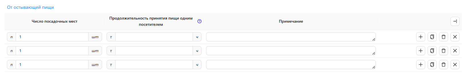 Скриншот программы «Теплопоступления и влаговыделения от остывающей пищи»